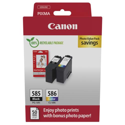 Canon Druckerpatrone / Fotopapier schwarz / Farbe (6205C004 / PG585CL586) (Doppelpack, Multipack)